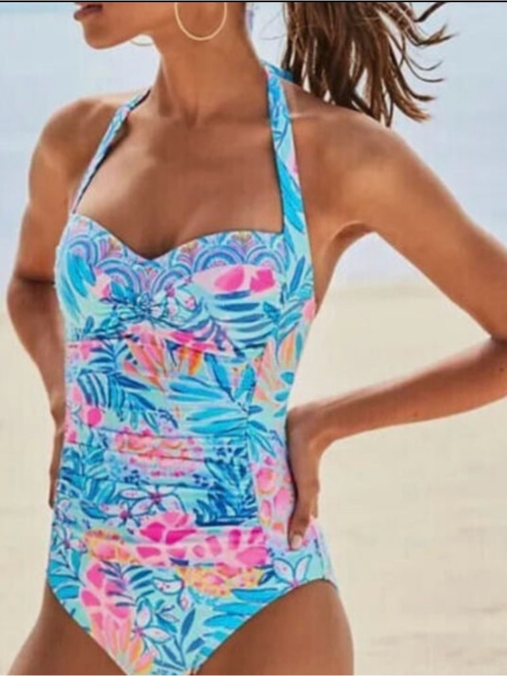 NWT Lilly Pulitzer Kolka One-Piece Swimsuit SEA GLASS AQUA RAINFOREST SIZE 10 - Picture 4 of 8